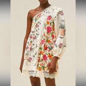 FARM Rio Floral One-Shoulder Mini Dress